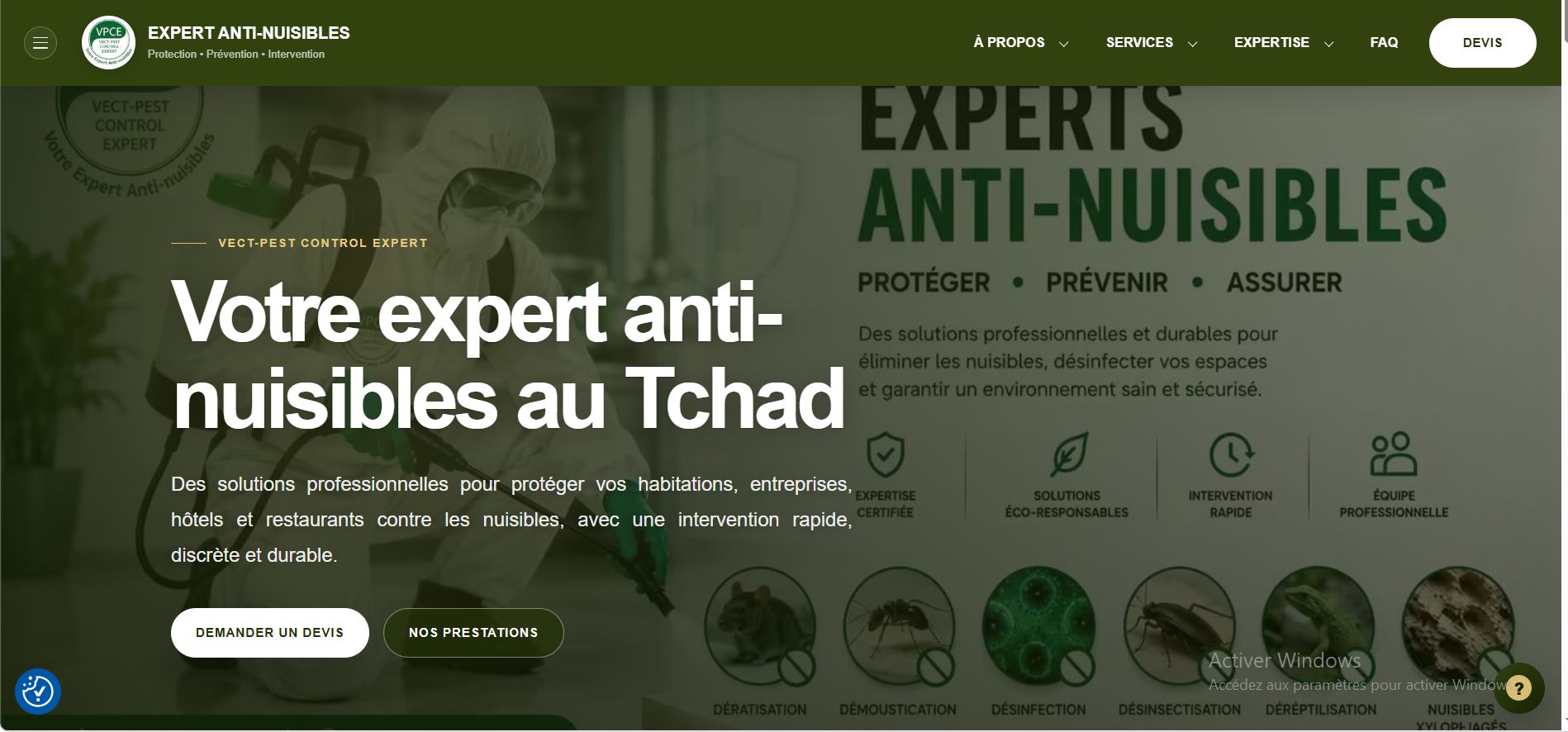 Aperçu du site WordPress Vect Pest Control Expert